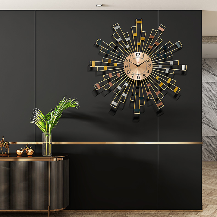 Đồng hồ treo tường decor hình mặt trời độc lạ 60cm - Đồng hồ treo tường trang trí phòng khách, decor sảnh quầy đẹp và quà tặng ý nghĩa