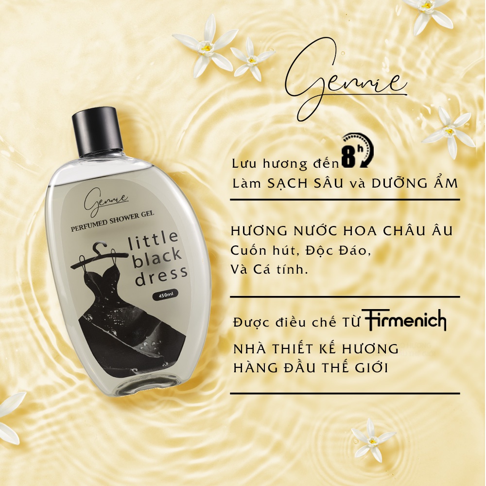 Bộ đôi Mẹ và Bé Sữa tắm Gennie Little Black Dress + Sữa tắm gội 2IN1 Gennie Baby 450ml - 400ml