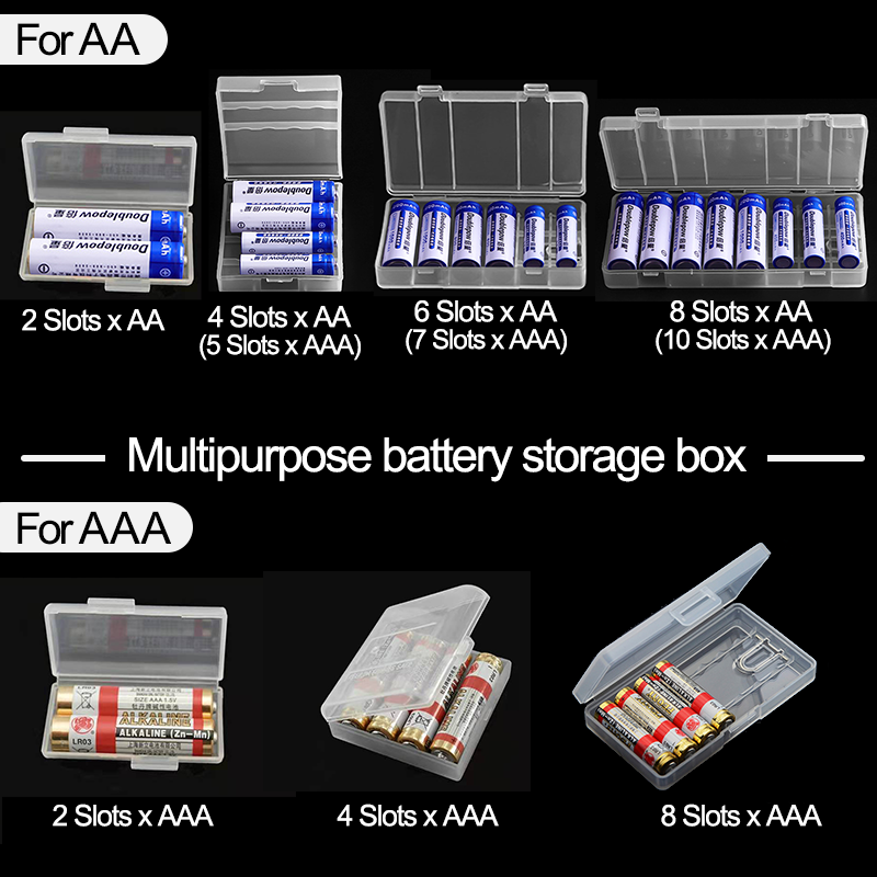 2 4 6 8 khe cắm AA AAA Hộp đựng pin bằng nhựa cứng Hộp bảo quản Hộp đựng pin cho hộp đựng pin aa aaa Hộp đựng tổ chức Màu sắc: Dành cho 2x AA