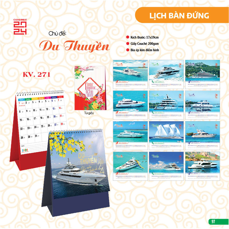 Lịch Để Bàn Đứng Chữ A 2024