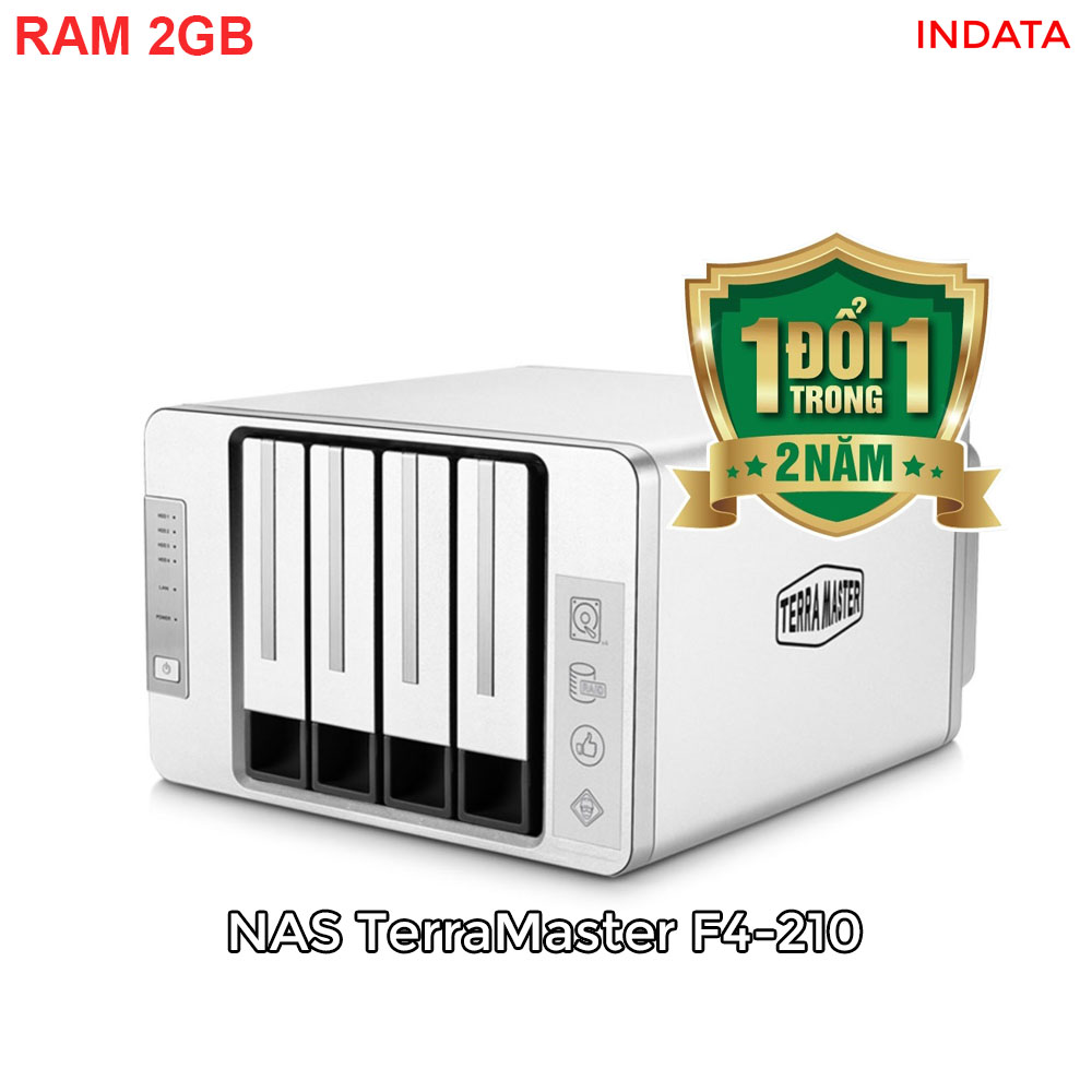 Bộ lưu trữ mạng NAS TerraMaster F4-210 Quad-core CPU, 2GB RAM, 4 khay ổ cứng RAID 0,1,5,6,10,JBOD,Single - Hàng chính hãng