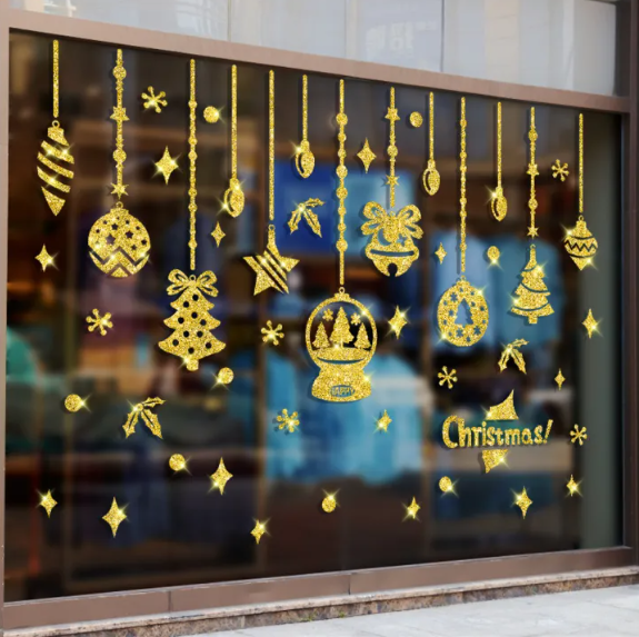 Decal trang trí Noel - Rèm dây phụ kiện nhũ kim tuyến