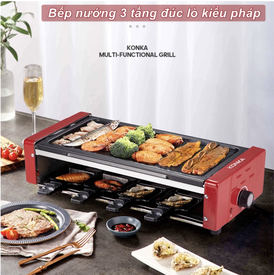 Bếp nướng điện 3 tầng kiểu đúc lò 1500w 52x23cm 3-D10-L1-380