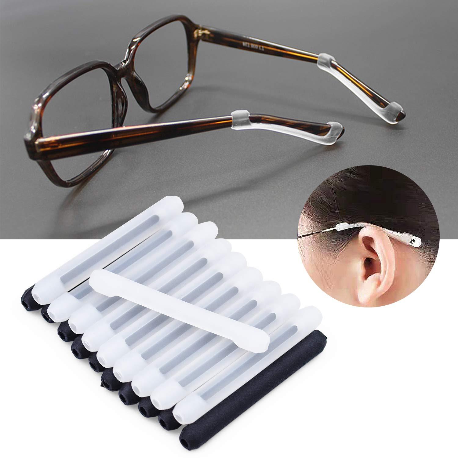 20 chiếc Khung bảo vệ kính, Silicone chống trượt, Móc tai linh hoạt và thoải mái, Thiết bị cố định kính 10 Clear + 10 Black