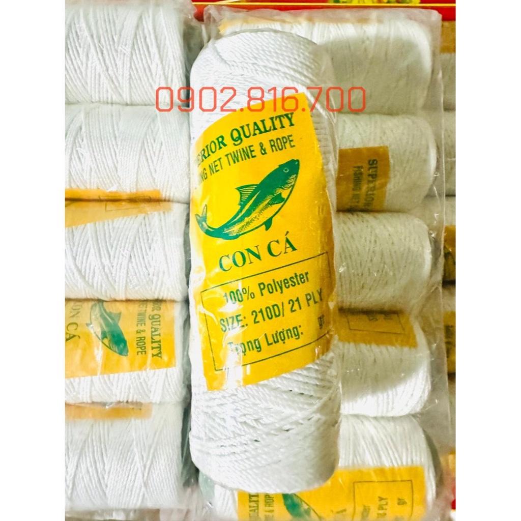 Chỉ dù thả diều trắng hai con cá - dây cước - dây dù loại cuộn 50m và dây thả diều có tay cầm 110m