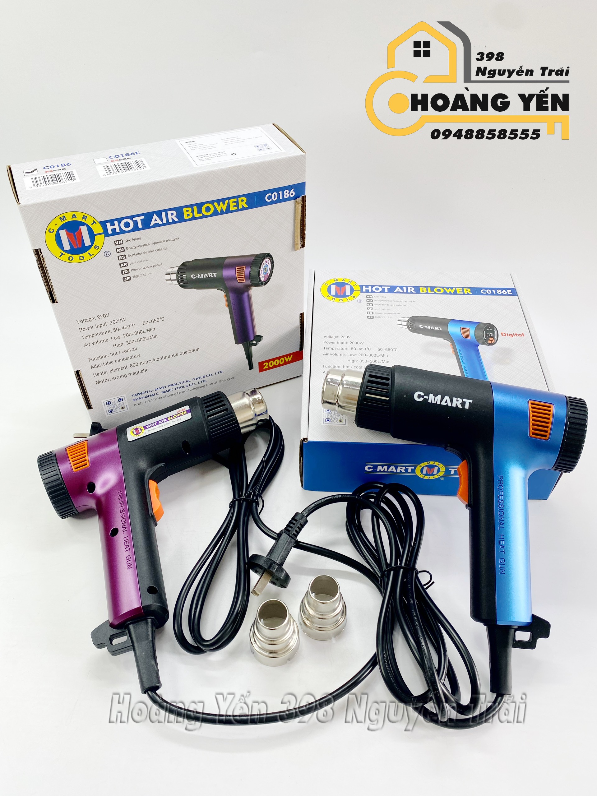 Máy khò nhiệt, khò nóng màn hình điện tử chuyên dụng đa năng, mày khó 2000W C-mart C0186, C-mart C0186E