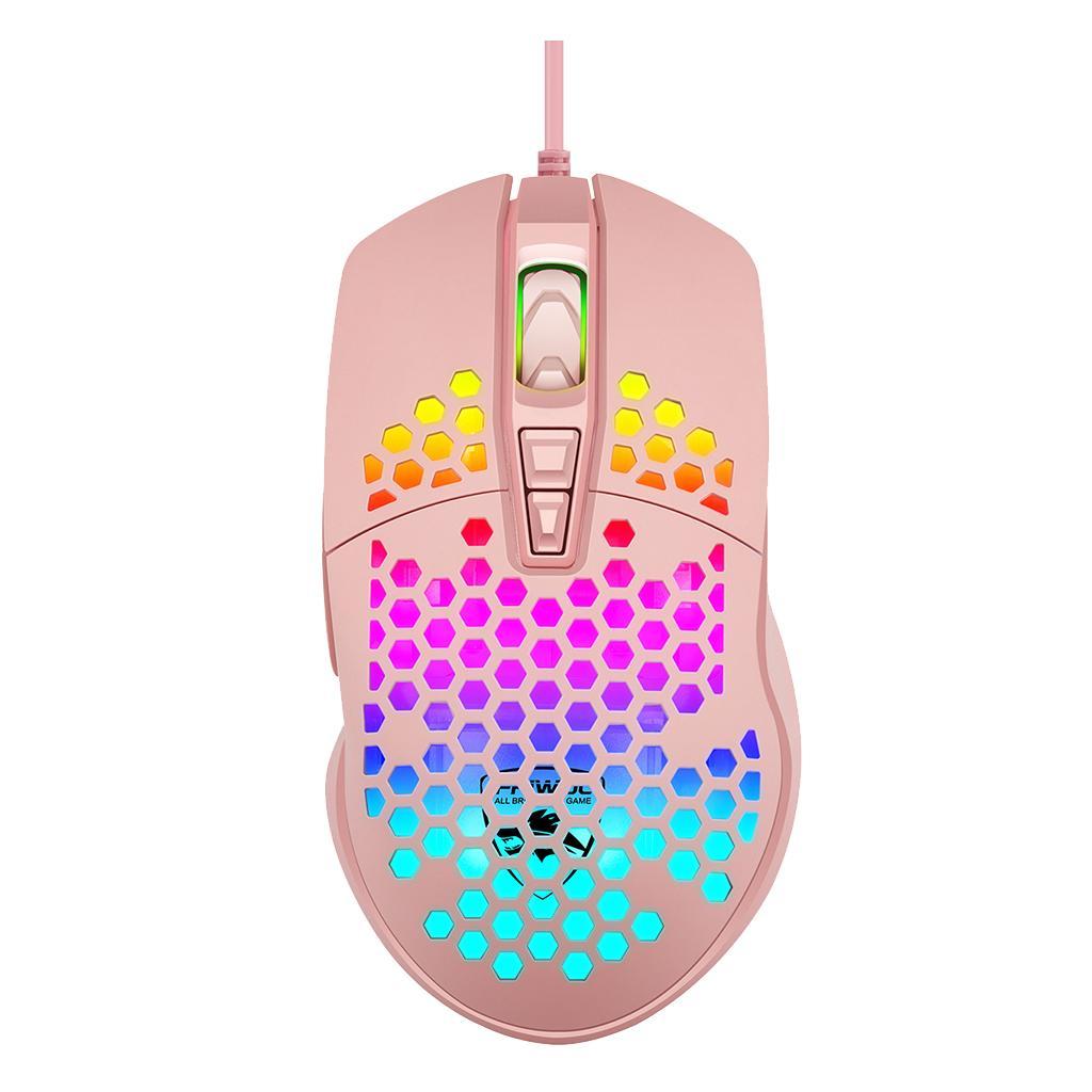 RGB Backlit USB Gaming Mouse 7 Buttons 1600DPI With Honeycomb Shell