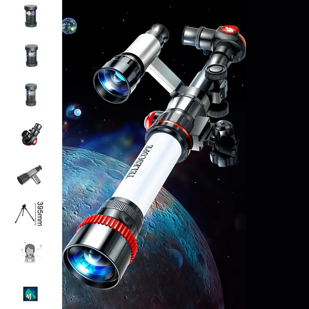 Outdoor Telescope High Clear Astronomical Refracting Telescope Science Teaching Toy with 20X 30X 40X Magnification Eyepieces Tripod for Kids Children Beginners
