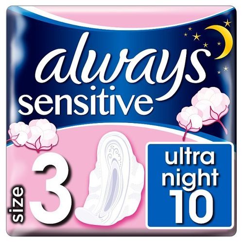 Băng vệ sinh  Always Sensitive Soft and Fit Night ban đêm size 3 - 10 miếng