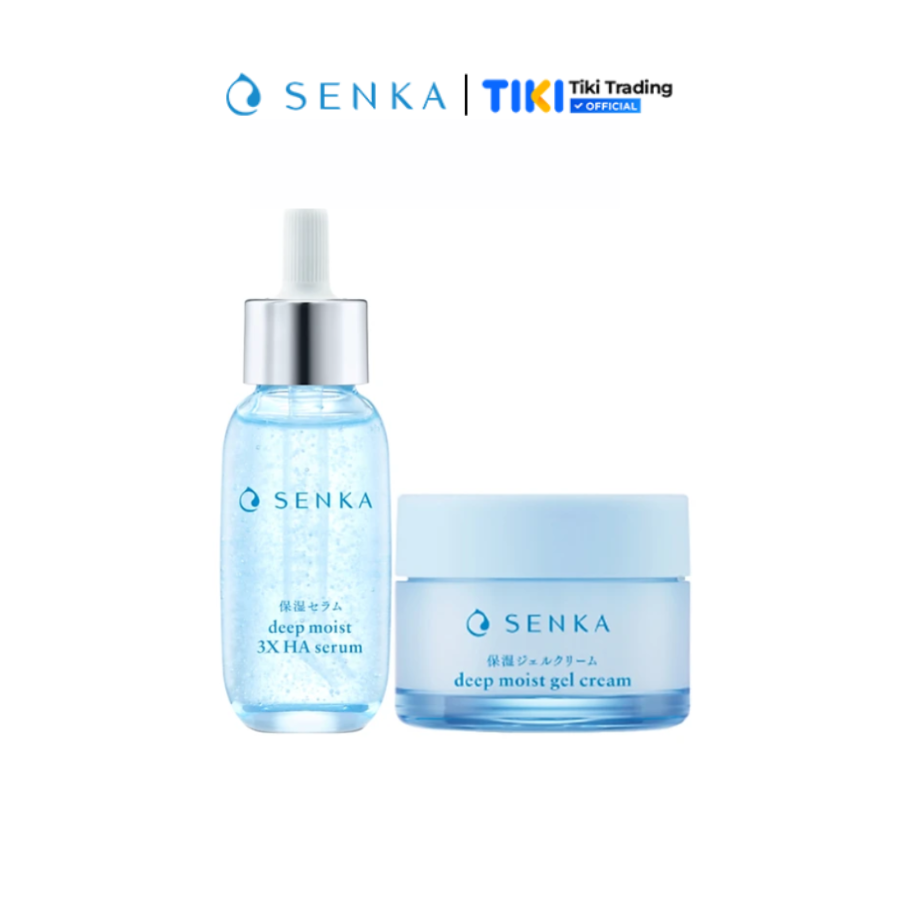 [HOT DEAL] Bộ Serum HA &amp; Mặt Nạ Ngủ Cấp Ẩm Không Cồn - Da Căng Mướt (SENKA DEEP MOIST 3X HA SERUM 30ML &amp; GEL CREAM 50G)