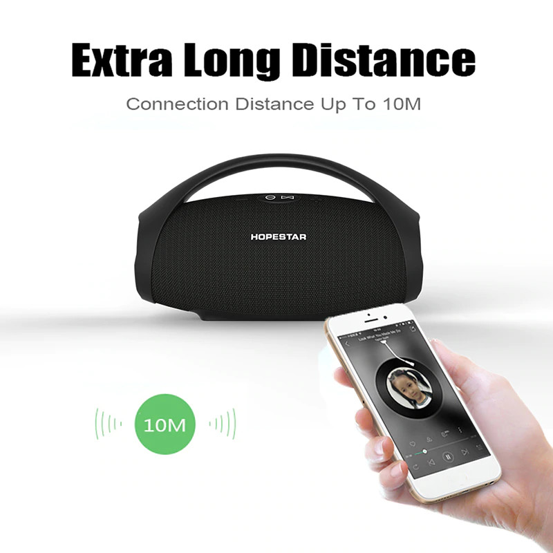 Loa bluetooth cao cấp Hopestar H32 công suất 10W, pin dùng 4H, siêu Bass, IPX6 (Màu ngẫu nhiên) - Hàng chính hãng