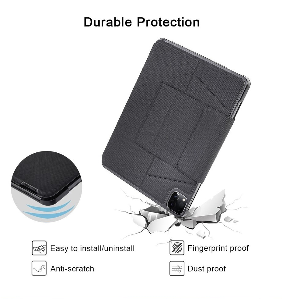 Case bao da bàn phím không dây Bluetooth trang bị touchPad cho iPad Pro 11 2021 Chip M1 / 2020 / Air 4 hiệu CHOETECH BH-012 (cảm ứng mượt mà, gập nhiều hướng, có ngăn đựng bút cảm ứng) - hàng nhập khẩu