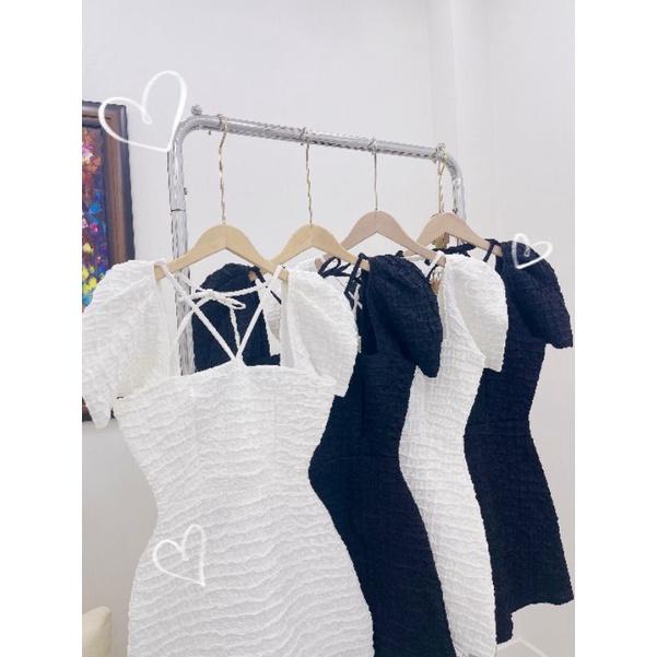 Đầm dự tiệc chất gấm tay phồng cổ chéo form chuẩn Velvet Dress