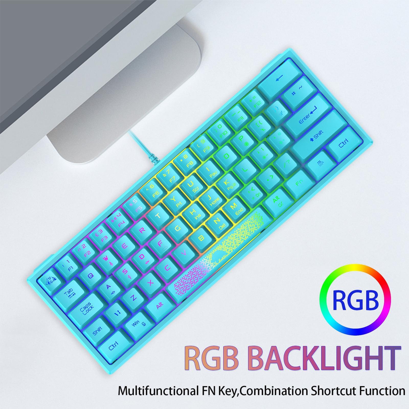 RGB Backlit 62 Key Game Keyboard 60% Layout Waterproof Mini for Gamer Android iOS Windows
