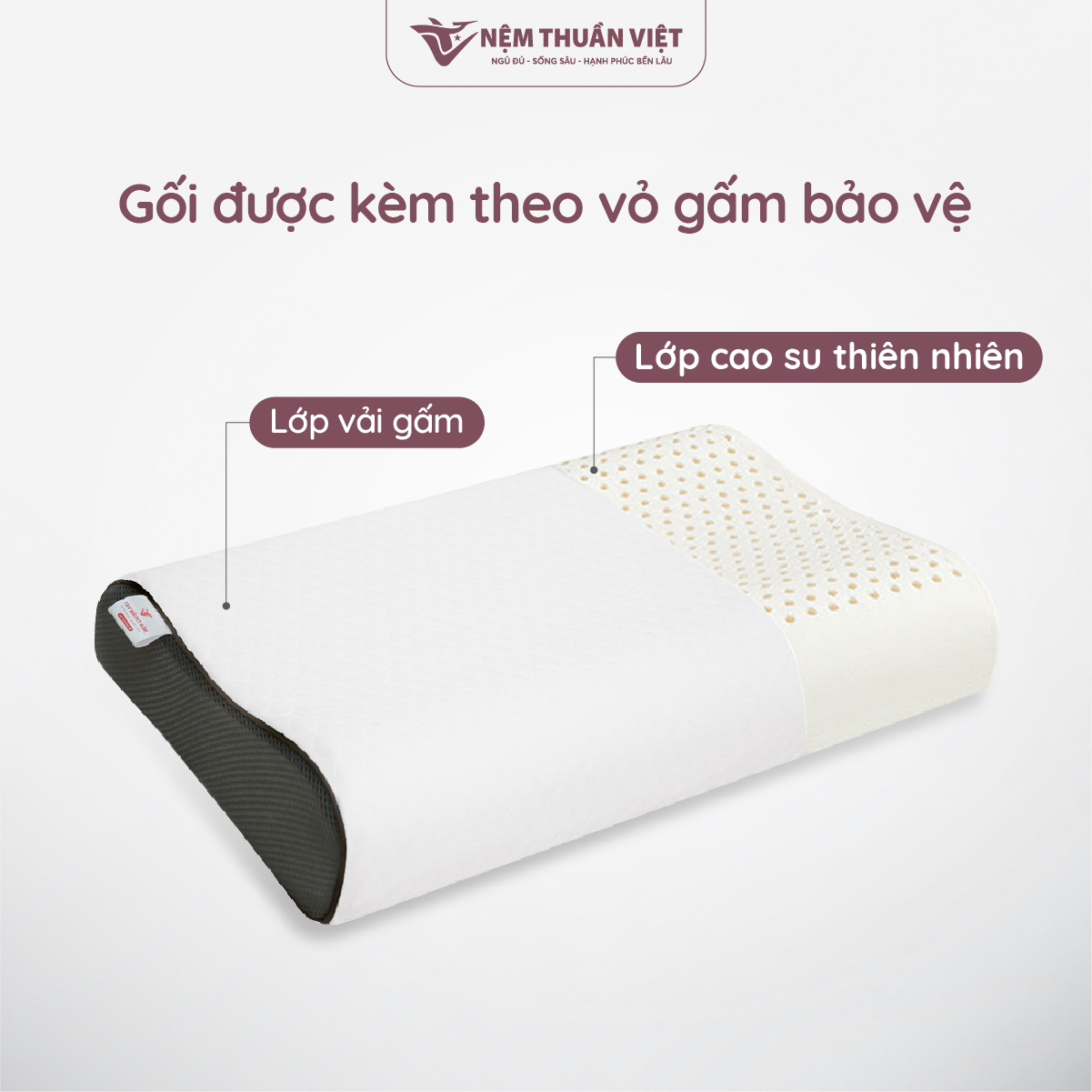 Gối Nằm Cao Su Thiên Nhiên Thuần Việt - Thiết Kế Lượn Sóng, Êm Ái, Giảm Đau Gáy Cổ