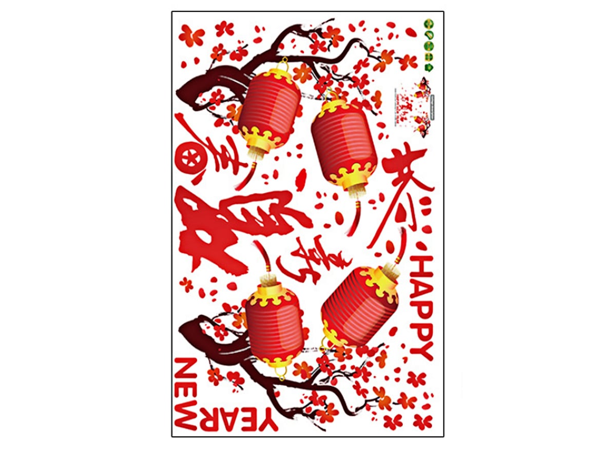 DECAL TẾT ĐÀO PHÁO ĐỎ