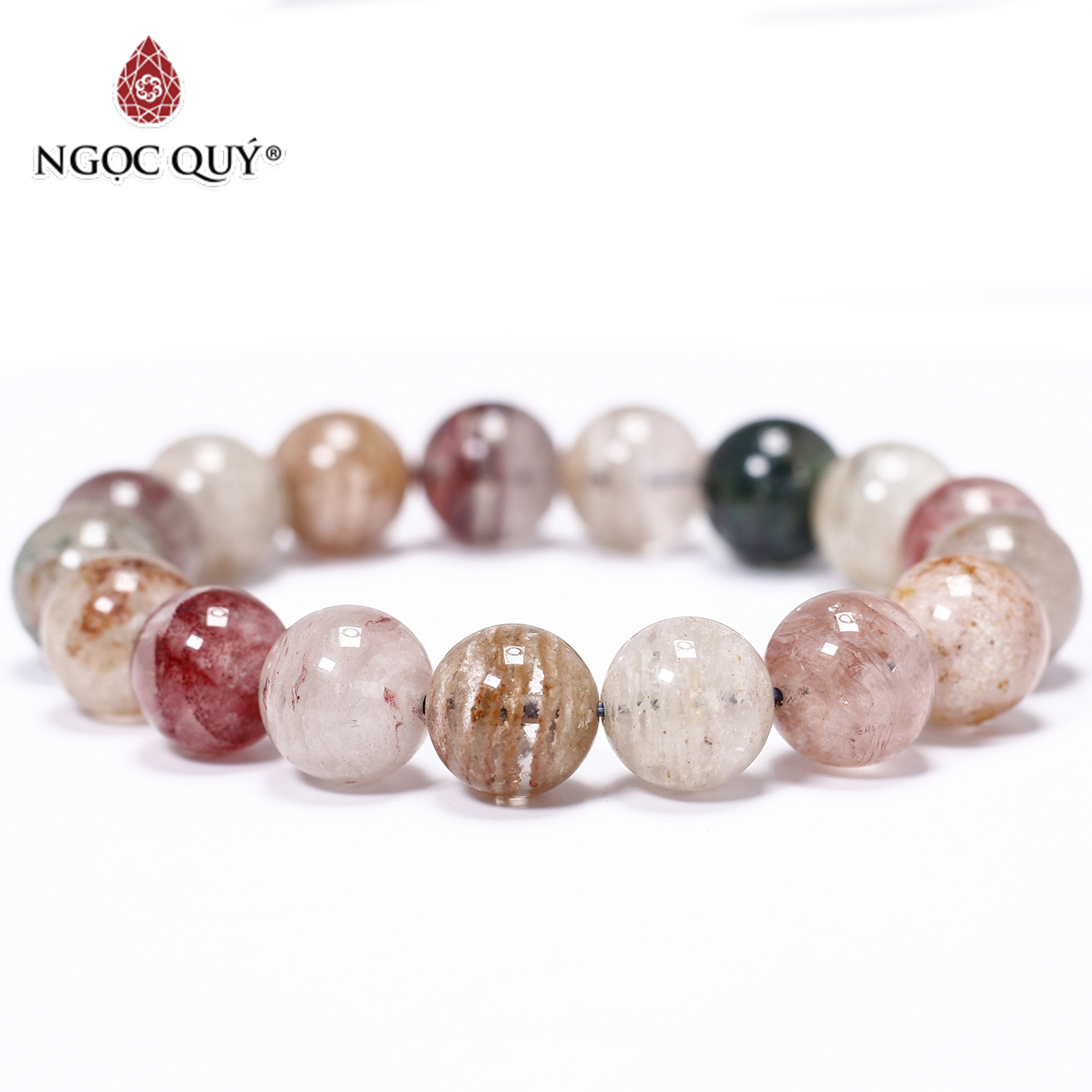 Vòng tay đá ưu linh đa sắc size hạt 13mm - Ngọc Quý Gemstones