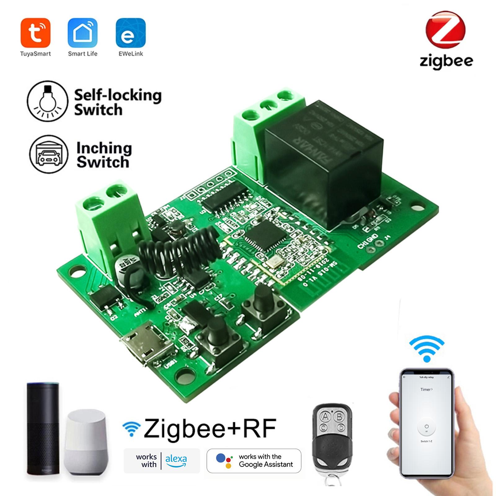 Tuya and eWeLink ZigBee WiFi Switch Wireless Relay Module Smart Home Automation Modules Phone APP Remote Control Timer Switch Compatible with Alexa Google Home Voice Control for Access Control System