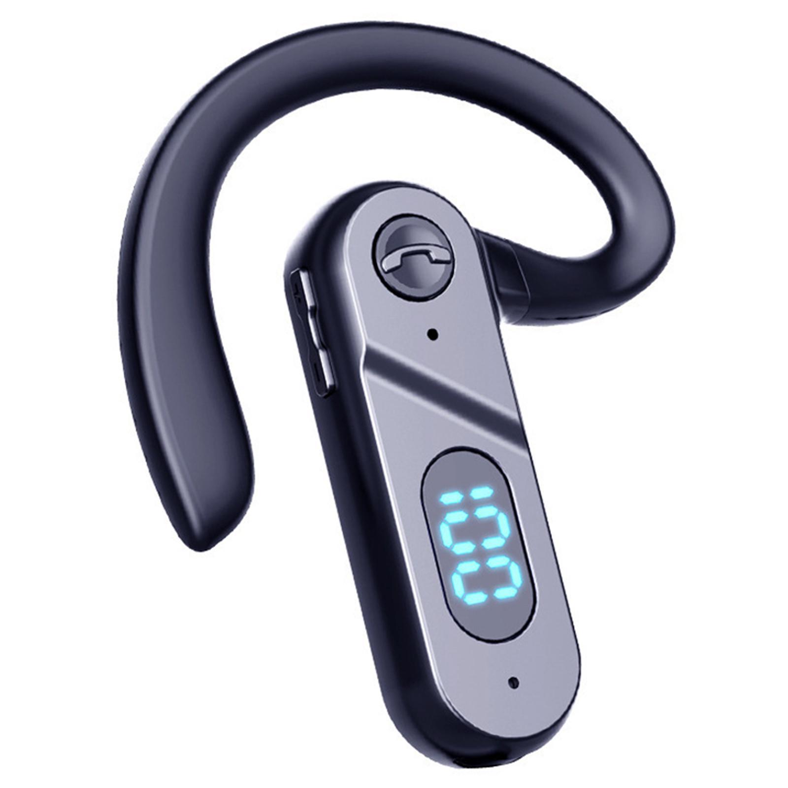 Single Ear Bluetooth Headset with Mic Noise Cancelling Earbuds Waterproof for Office
