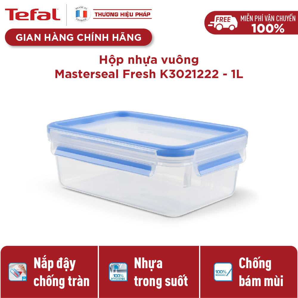 Hộp bảo quản thực phẩm nhựa Tefal Masterseal Fresh 1000ml - Hàng chính hãng