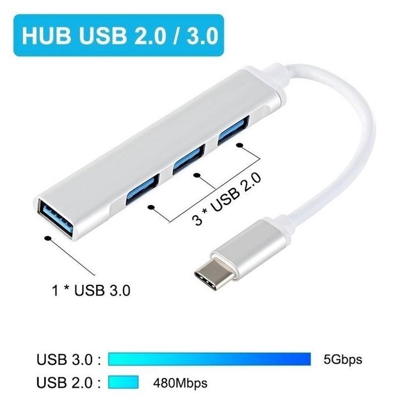 Hub Chia 4 Cổng USB Type C 2.0 3.0 Tốc Độ Cao Cho Lenovo HUAWEI Xiaomi laptop