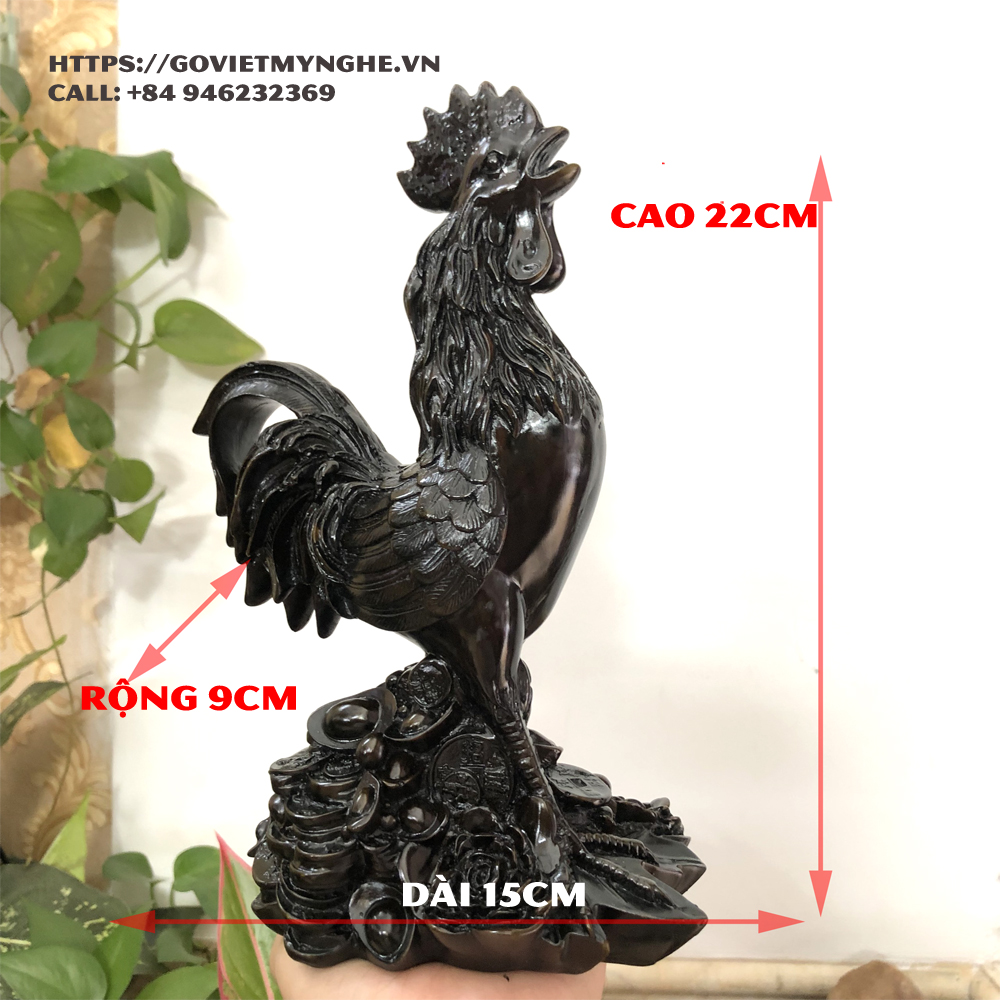 Tượng đá con gà trang trí phong thủy bàn làm việc gà trang trí phong thủy nhà cửa - Nhũ đồng