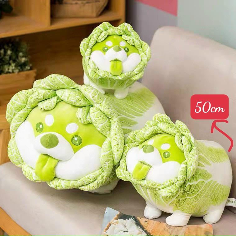 Gấu bông chó bắp cải – Quà tặng thú nhồi bông Shiba Inu Vegetable Fairy siêu dễ thương – Size 50 cm – Gối ôm cho bé ngủ ngon