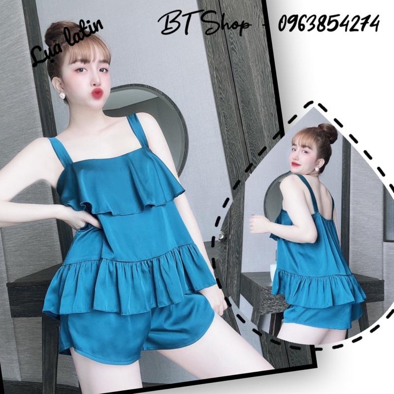 Đồ ngủ mặc nhà lụa latin đùi màu trơn freesize 42-57kg