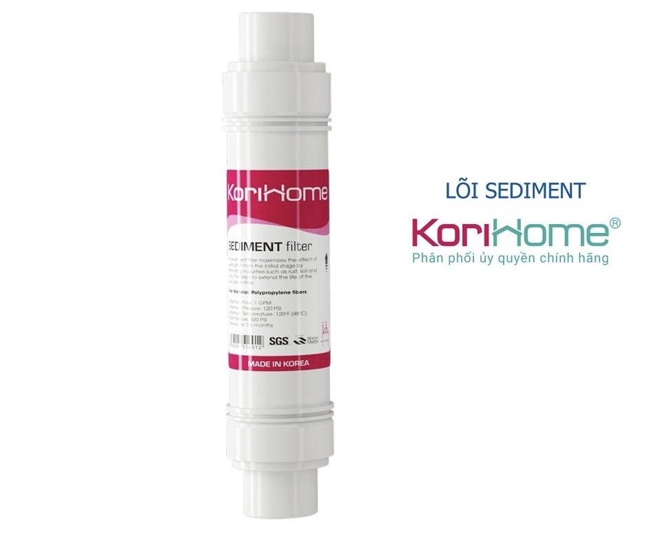 Bộ lõi lọc nước 123 Korihome ( 2 Sediment - 1 Pre Carbon),dung cho máy nóng lạnh,dùng được cho máy kangaroo,karofi,cnc…