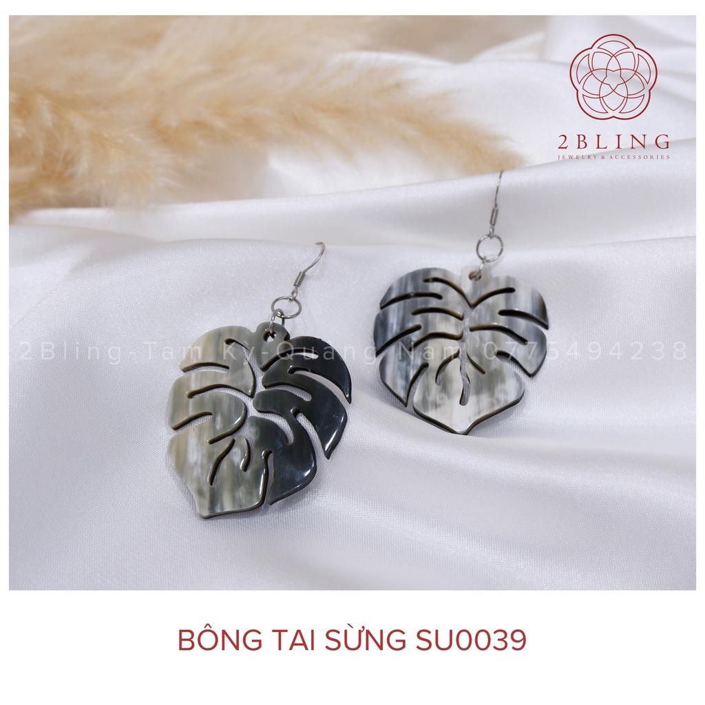 Bông tai sừng hình chiếc lá 2BLING thời trang SU0039