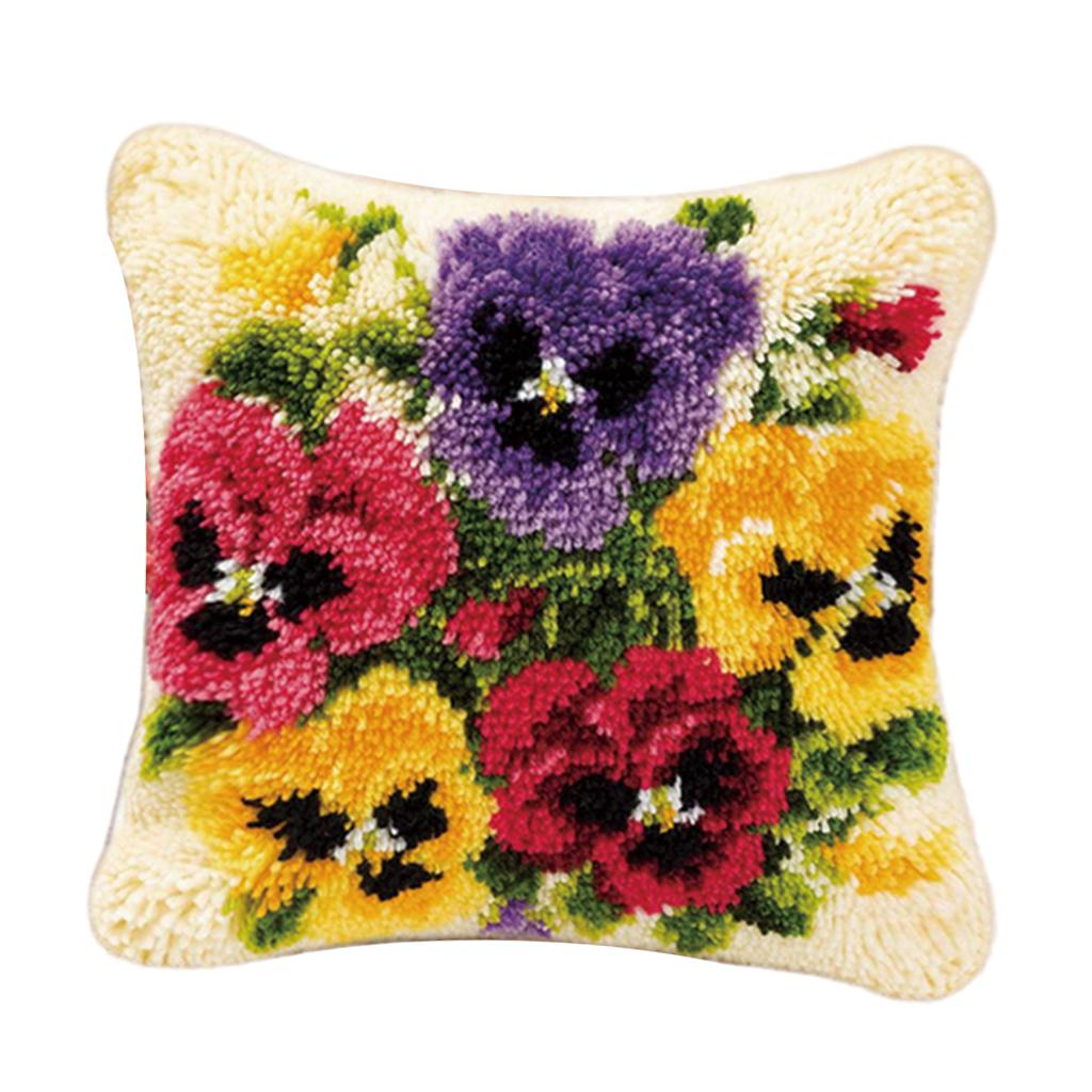 2pcs Latch Hook Rug Kits Making Embroidery Pillowcase Kit For Kids Beginners
