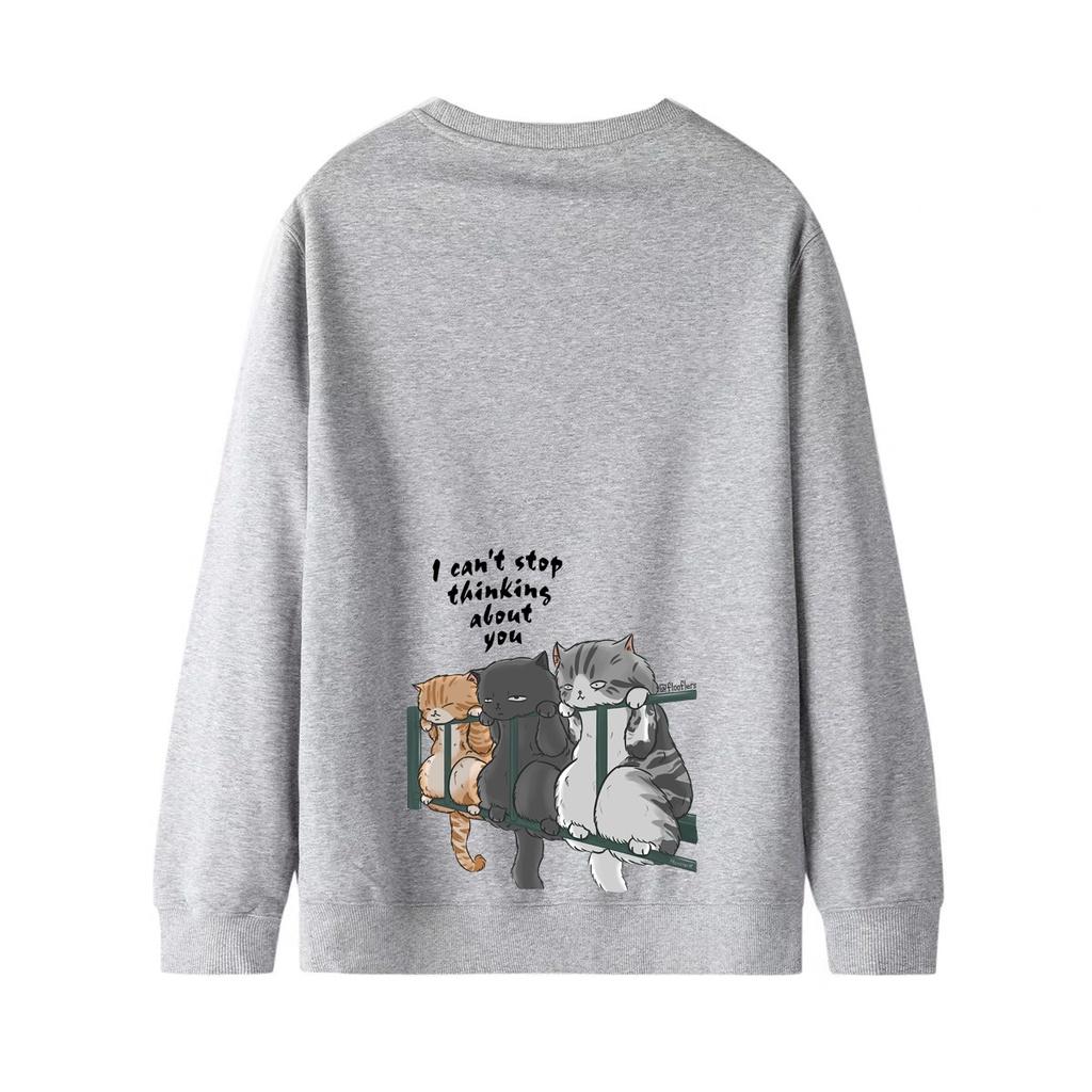 Áo dài tay trơn NỈ BÔNG Unisex MonsterX MÈO LAN CAN Sweater Ulzzang cặp đôi nam nữ form rộng oversize Hàn Quốc