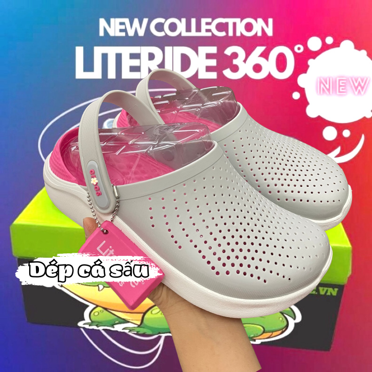 Dép sục cross literide màu ghi hồng êm mềm nam nữ hàng xuất xịn, mẫu mới, full box