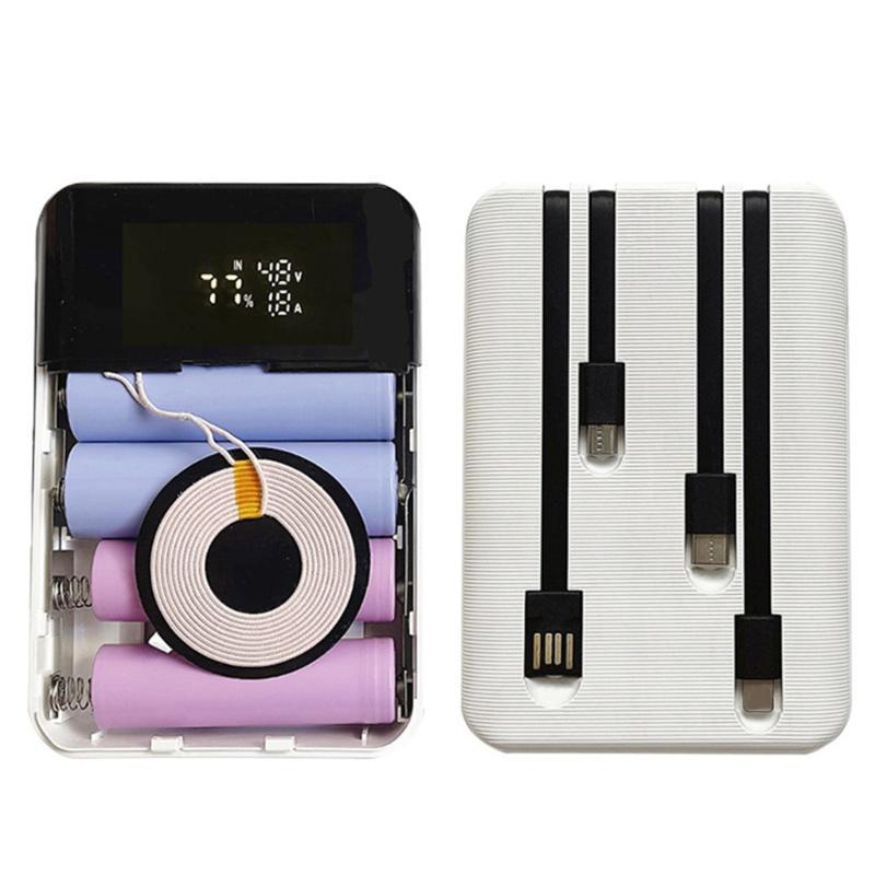 Vỏ pin sạc dự phòng không dây màn hình LCD 4x18650/18700/20700/21700