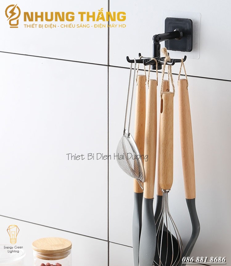 Miếng Dán Nhựa 6 Móc Treo Tường Dễ Thương - Xoay 360 độ - Để Chìa Khóa,Treo Quần Áo,Móc Khóa, Kính, Phụ Kiện - Có Video
