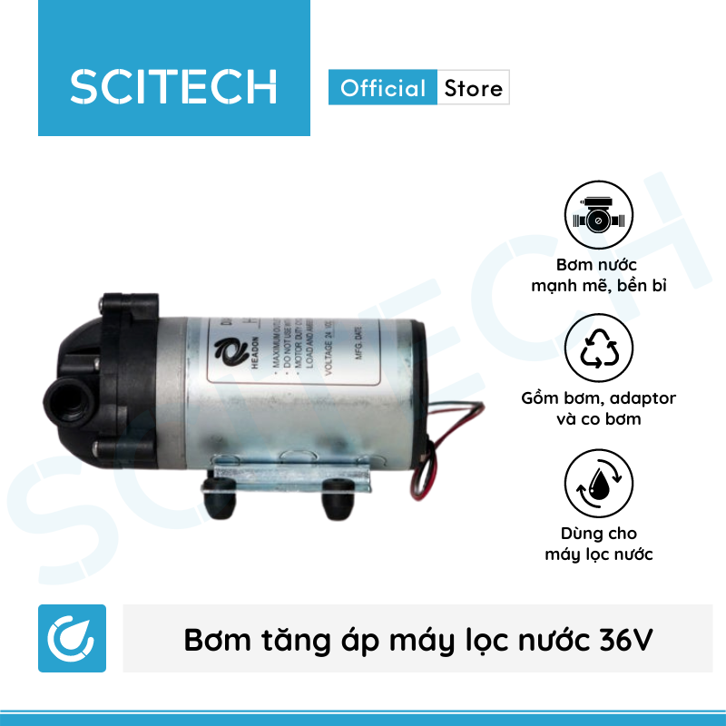 Bơm tăng áp máy lọc nước 36V (Tặng kèm co bơm) - Hàng chính hãng