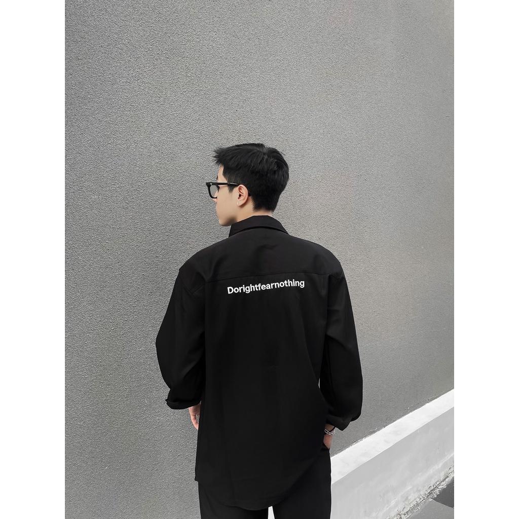 Áo Sơmi dài tay Kaki Dorightfearnothing, Áo sơ-mi dài tay nam nữ unisex form rộng, Local Brand JACK LANE