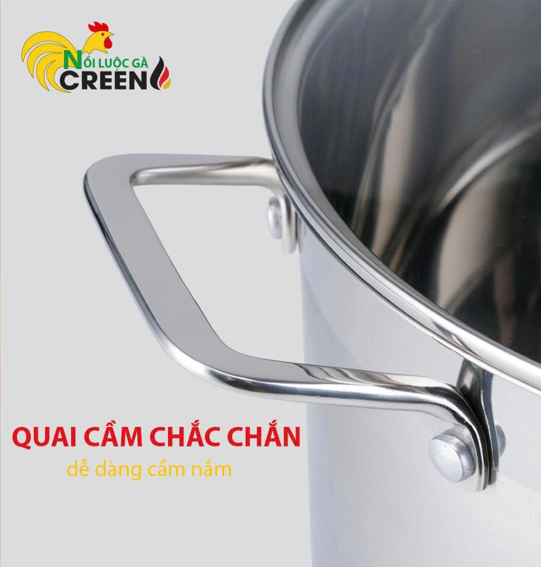 Nồi Luộc Gà inox304 28cm CREEN CR-S28 Đáy Từ 5 Lớp Công Nghệ Đức Bảo Hành 5 Năm - Hàng Chính Hãng