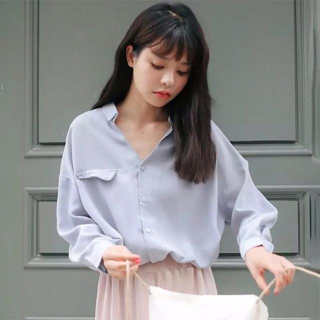 ÁO SƠ MI CỔ V OVERSIZE