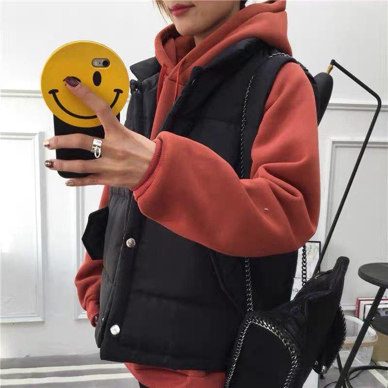 Áo phao ghi lê nữ cổ đứng cúc bấm siêu ấm > MET SHOP