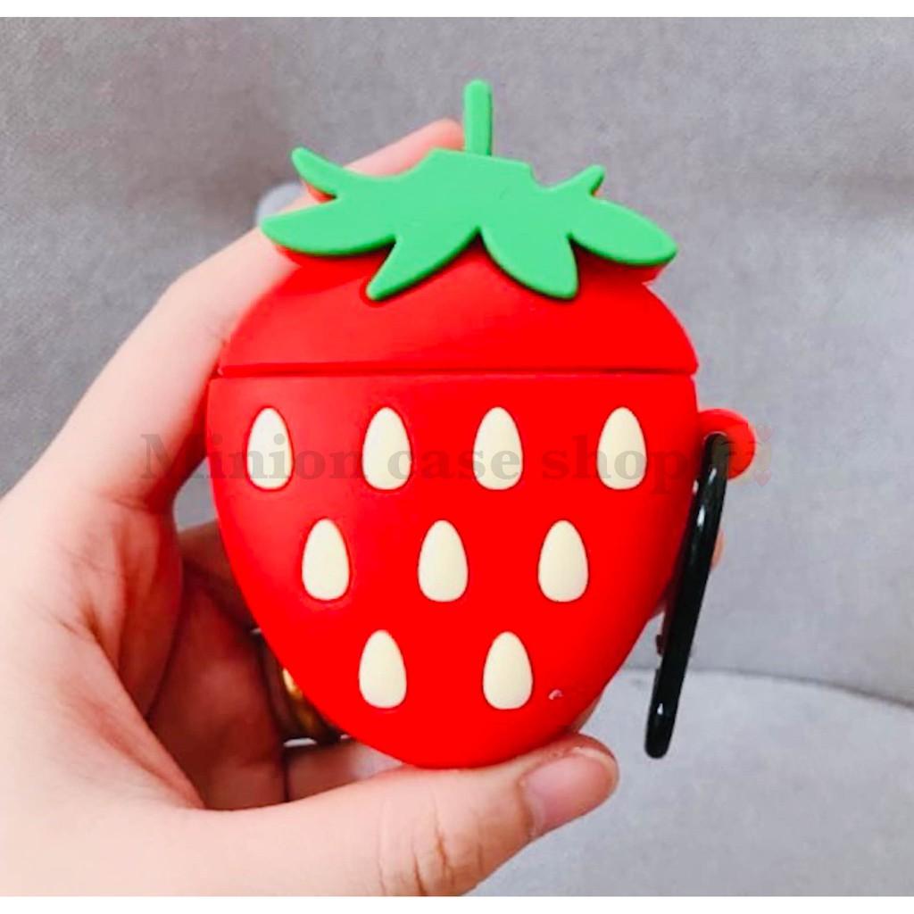 Bao Case Ốp dành cho airpod 1 và 2, tai nghe bluetooth i11,i12, i100, i9s... silicon 3D trái dâu cao cấp