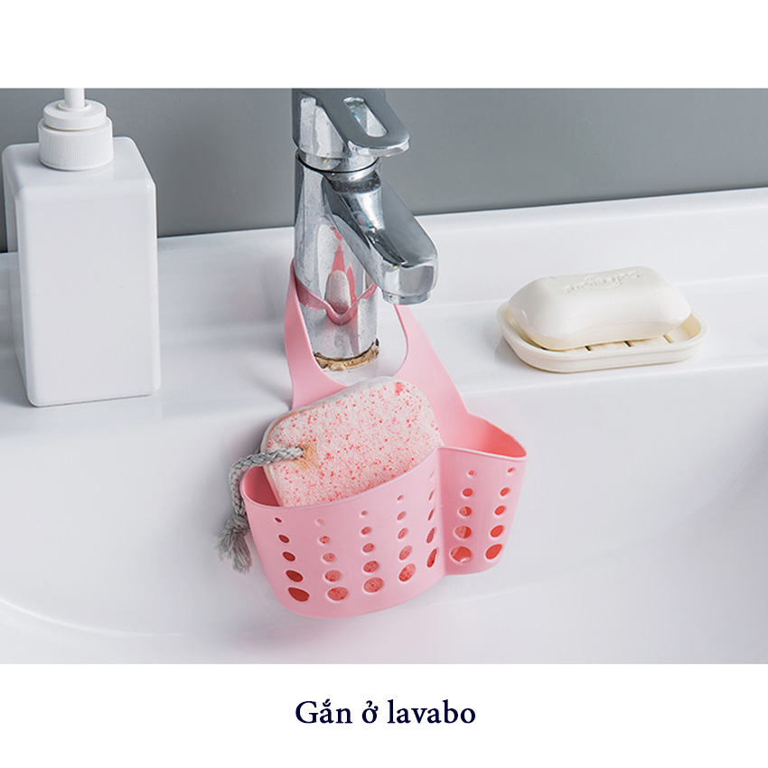 Giỏ đựng đồ rửa chén bát đa năng NASI bằng nhựa dẻo bền chắc có quai treo để ở bồn rửa chén hoặc treo móc trên tường