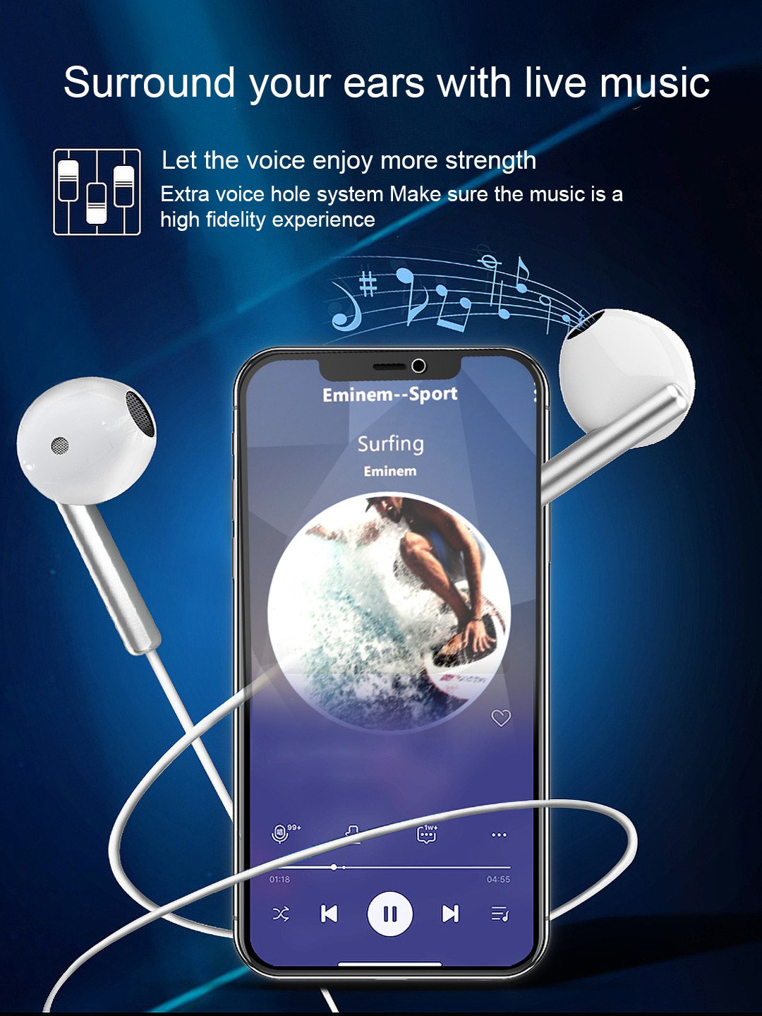 Tai nghe nhét tai JUYUPU có dây tích hợp mic chống ồn jack 3.5mm bọc TPE mạ bạc cao cấp chơi game nghe nhạc dành cho Samsung OPPO VIVO HUAWEI XIAOMI - HÀNG CHÍNH HÃNG