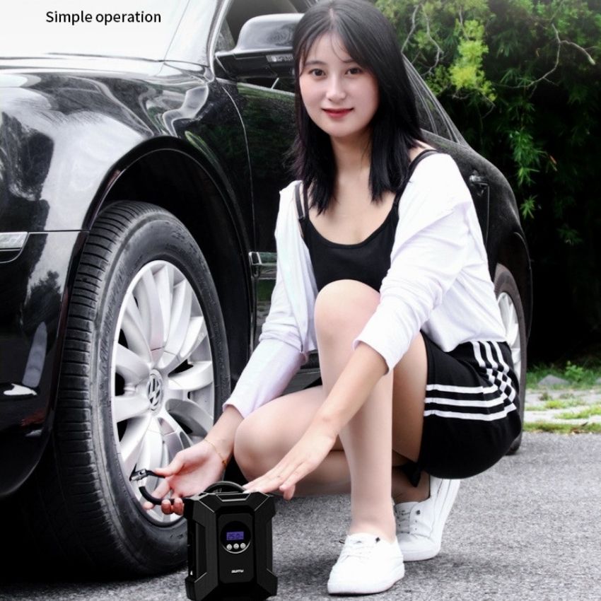 Bơm Lốp Ô Tô Mini 12v Tự Ngắt Đồng Hồ Điện Tử Hiển Thị Áp Suất Lốp