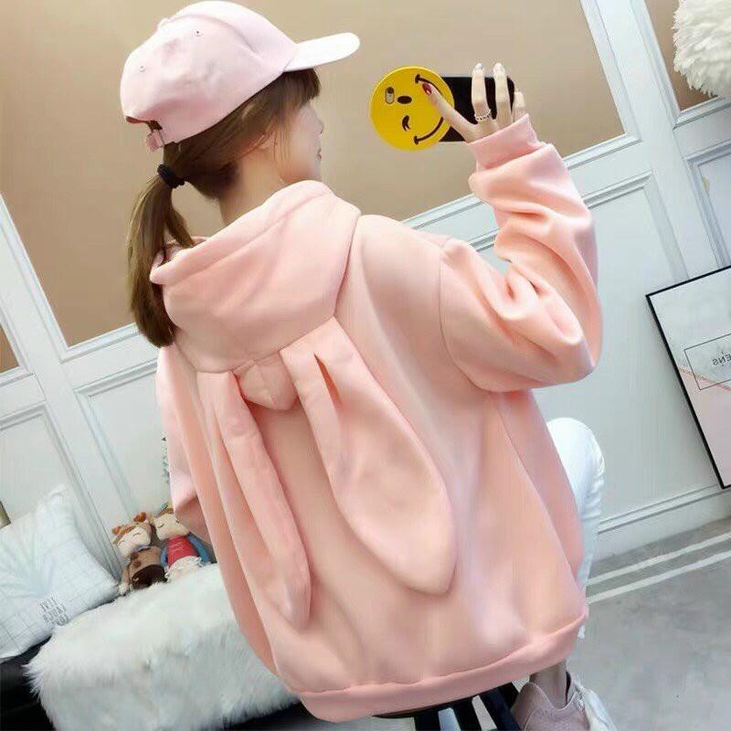 Áo hoodie nữ  Áo khoác hoodie nữ giữ ấm mùa đông lạnh ( tai thỏ ) cute thời trang Freesize dưới 60kg