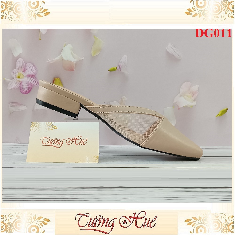 Dép Sục Cao Gót Mũi Vuông Phối Lưới Cao 3CM - DG011