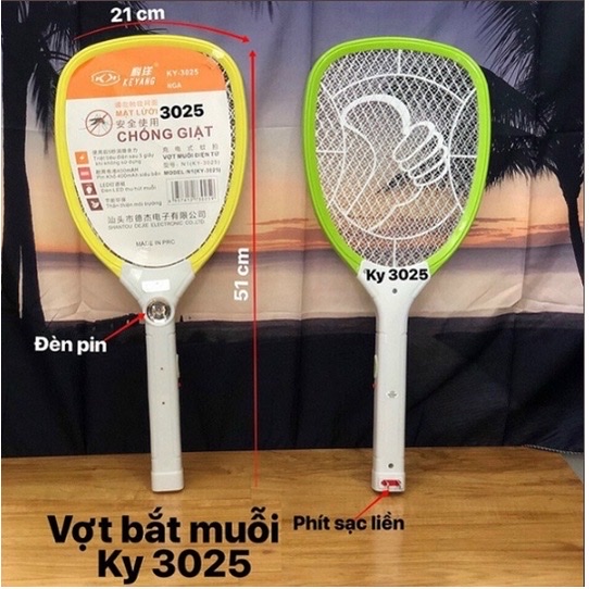Cây Vợt bắt muỗi ,ruồi , điện tử với 3 lớp bảo vệ ,an toàn tay cầm chống trượt ,hiệu quả và chất lượng cao