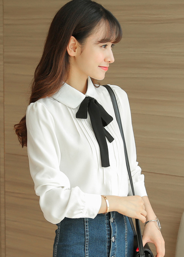 Sơ mi nữ kèm dây nơ sm117