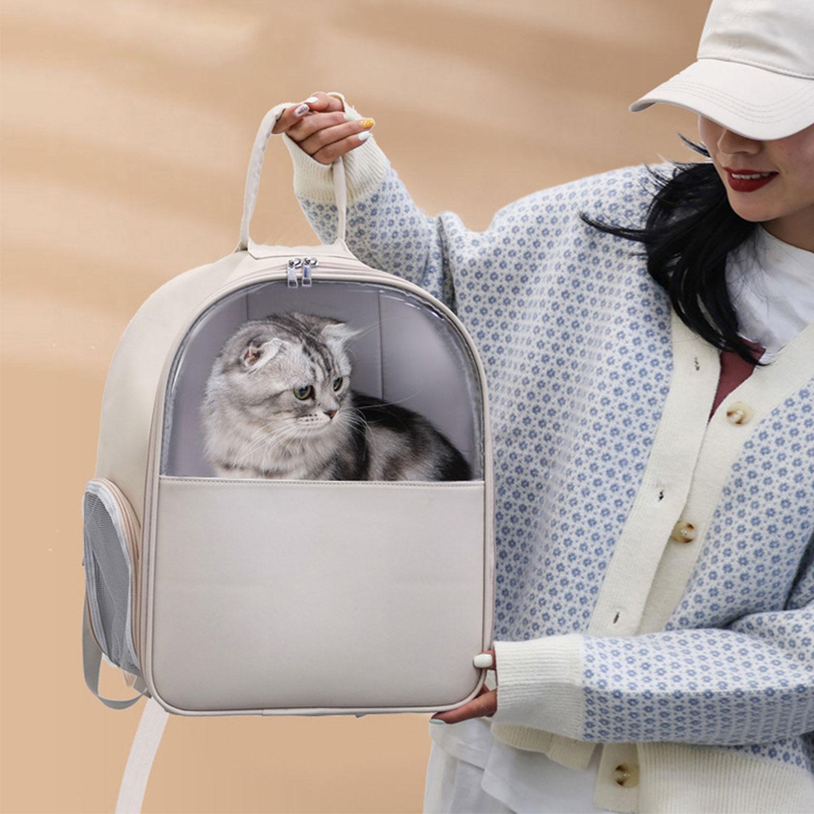 Portable Cat Backpack Transparent Pet Puppy Carrier Bag for Travel Hiking
