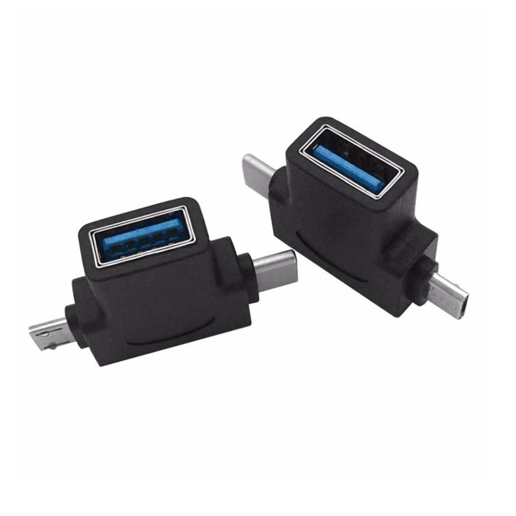 Multi-Port USB-C Micro USB To USB Converter with USB Male Extension Cable